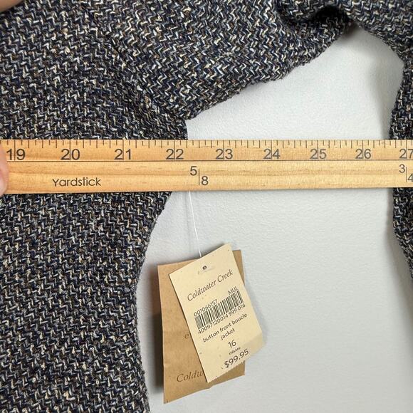 Coldwater Creek Button Front Boucle Jacket Women's 16 Gray Black Career Work NWT - Picture 6 of 8